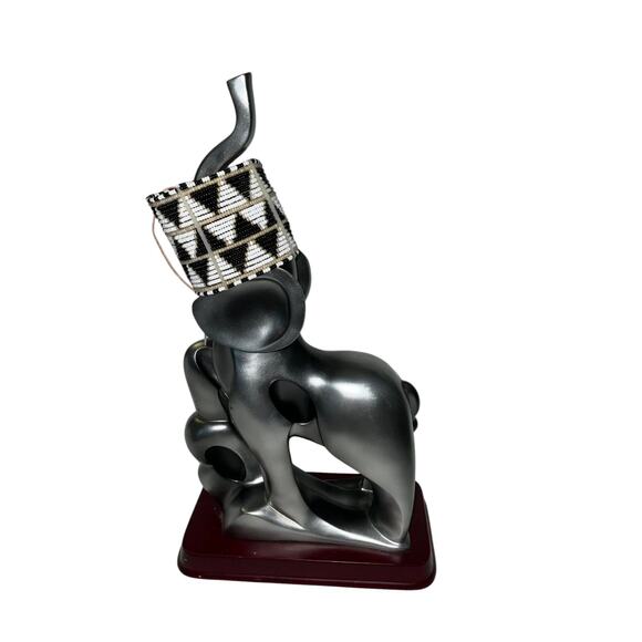 Iris Apfel & Bajalia Beaded Geometric Cuff Bracelet Black White Statement - Picture 4 of 7